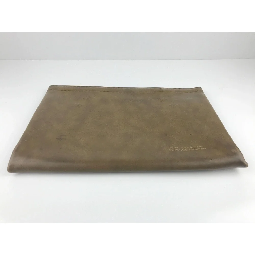 Vintage Document Folder Portfolio Folio Case Tan Leather Hinge Closure 15.5x11.5